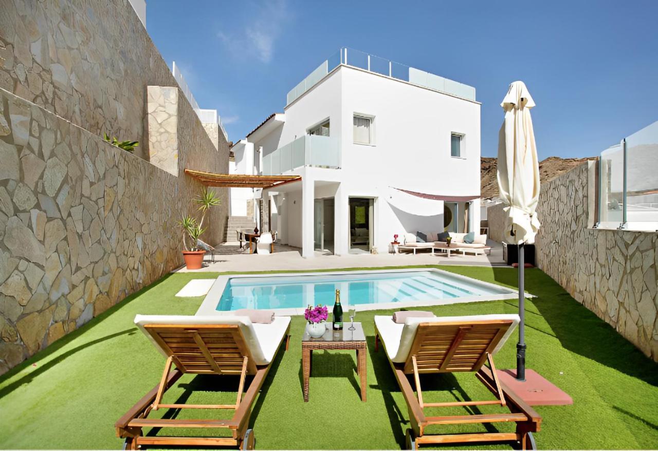 Dream Villa With Heated Pool, Rooftop & Ocean Views Mogán Екстериор снимка